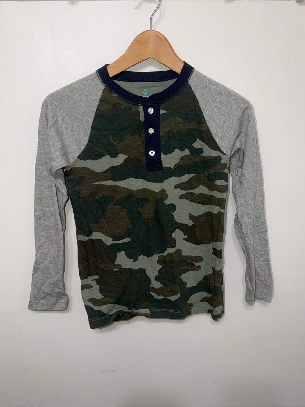 Crewcuts Camo Henley Long-Sleeve Shirt - Gray Sleeves